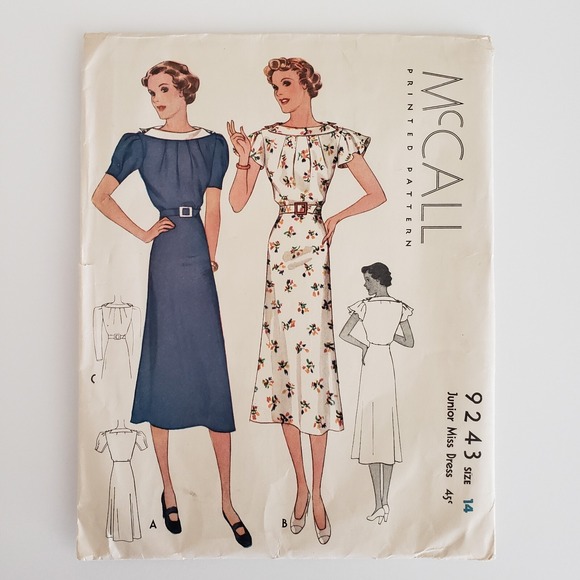 Simplicity Other - 1930s Vintage McCalls Butterfly Sleeve Midi Charming Dress Sewing Pattern